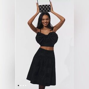 Anthropologie Maeve Black Textured Knee Length Skirt